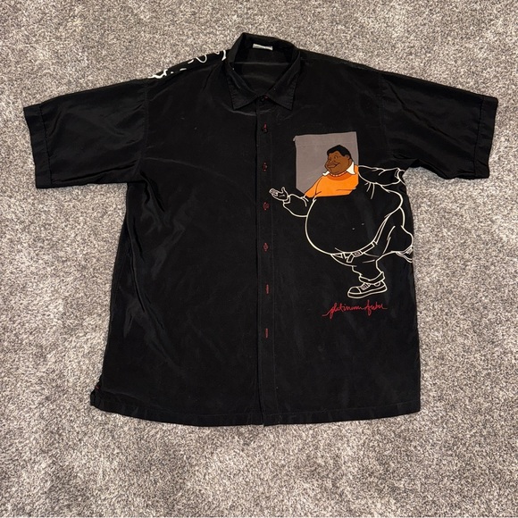 Vintage Y2K Platinum Fubu Fat Albert Junkyard Gang Black Button Shirt Men’s 3XL - Picture 1 of 10